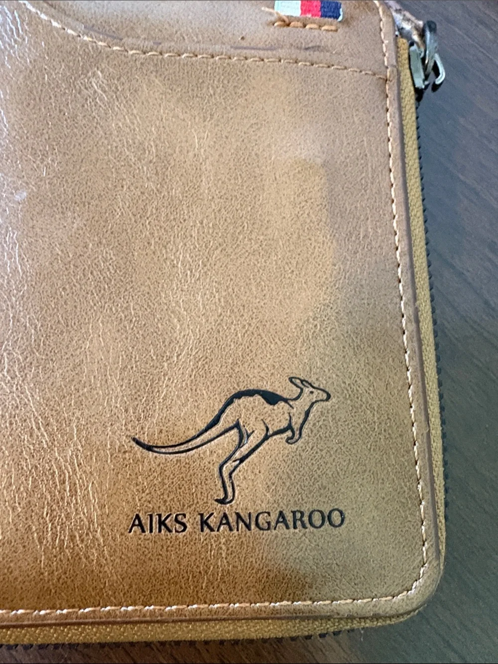 Tan Leather Zip Wallet for Men